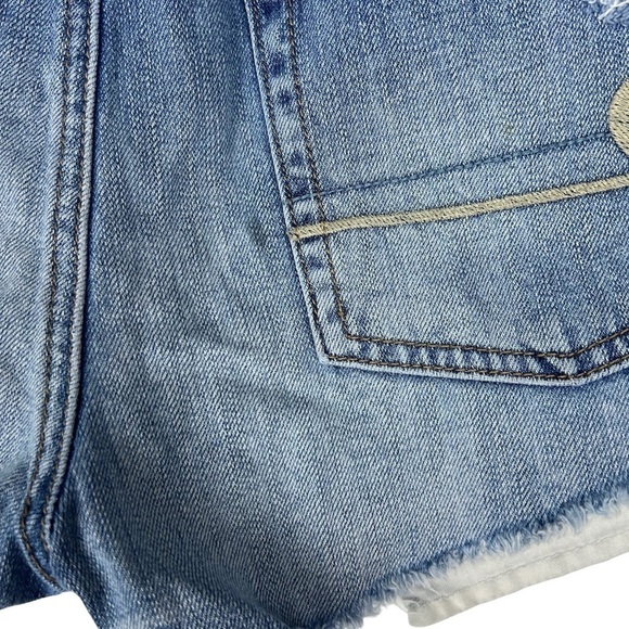 AMERICAN EAGLE Hi Rise Festival Jean Shorts Distressed Cut Off Medium Wash 4 - Picture 8 of 9